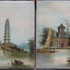 A pair of Canton views by Nam Cheong ( Chinese, active 1840-1870), studio