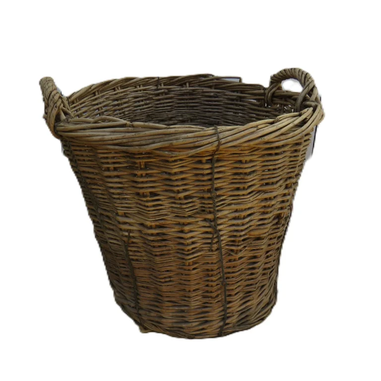 Antique Champagne Harvest Log Basket