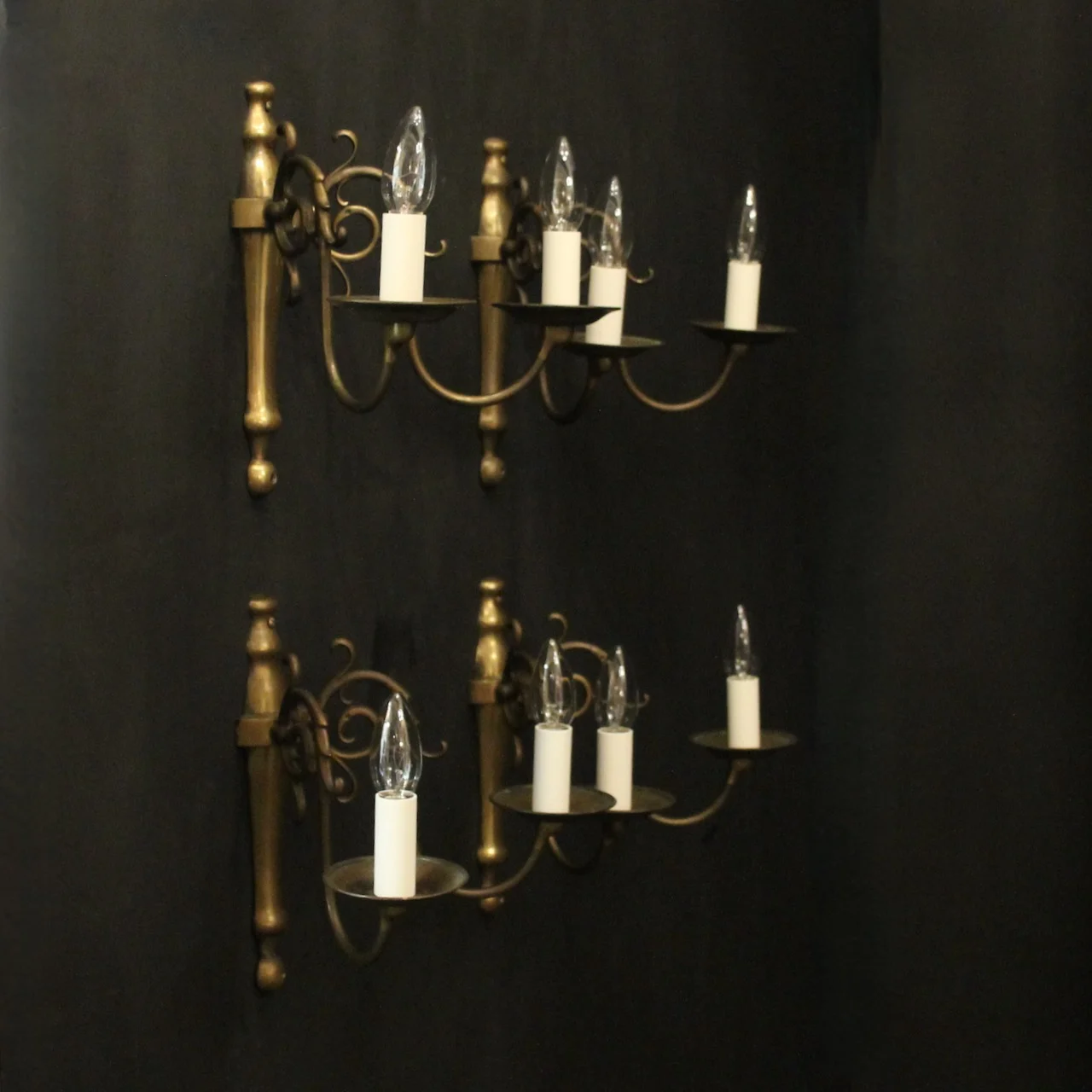English Set Of 4 Brass Antique Wall Lights Antique Lighting 10 English Set Of 4 Brass Antique Wall Lights - Image 10