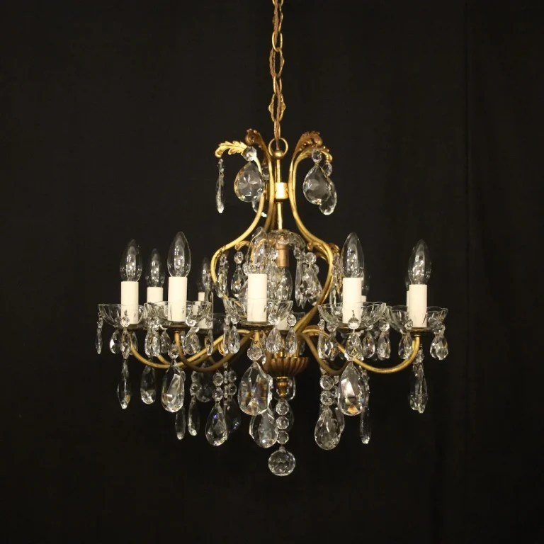 French Gilded 9 Light Antique Chandelier