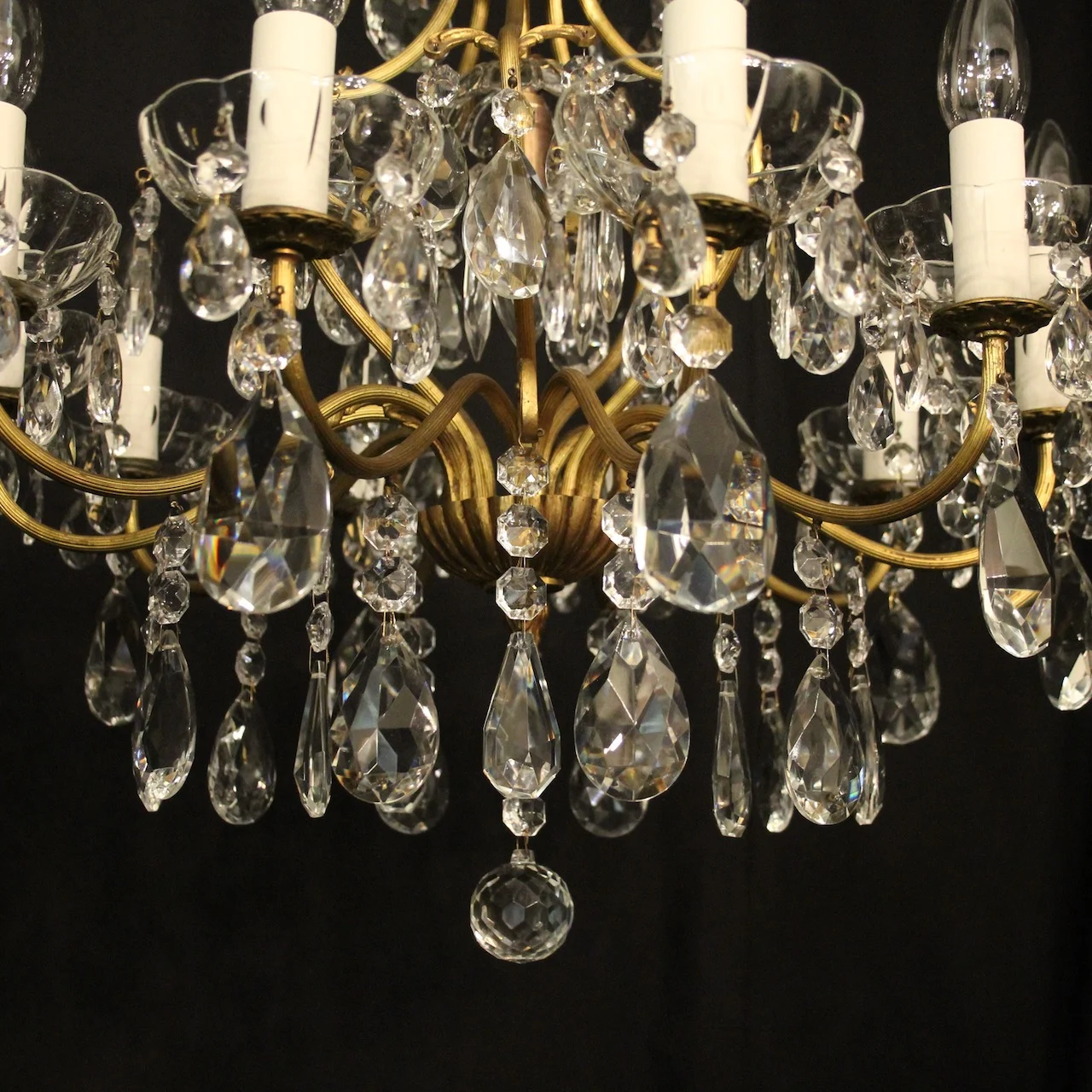 French Gilded 9 Light Antique Chandelier Antique Lighting 4 French Gilded 9 Light Antique Chandelier - Image 4