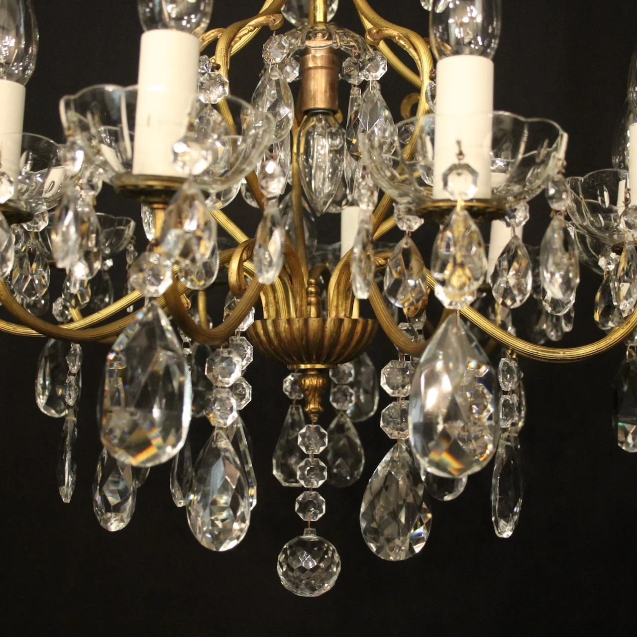 French Gilded 9 Light Antique Chandelier Antique Lighting 5 French Gilded 9 Light Antique Chandelier - Image 5