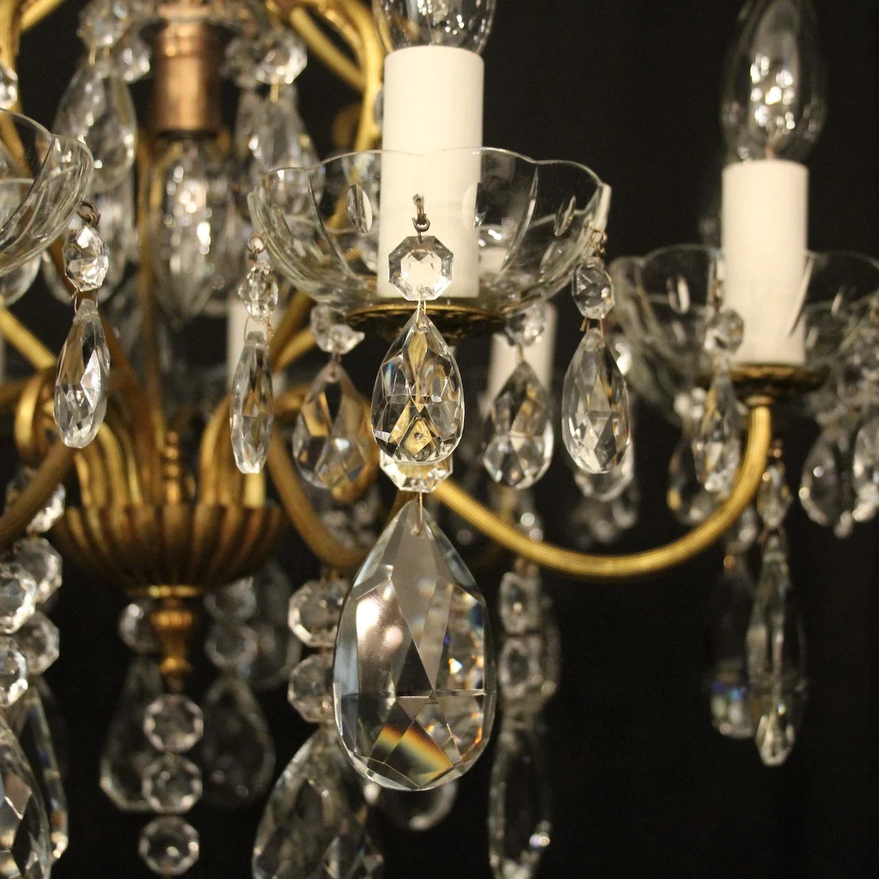 French Gilded 9 Light Antique Chandelier Antique Lighting 6 French Gilded 9 Light Antique Chandelier - Image 6
