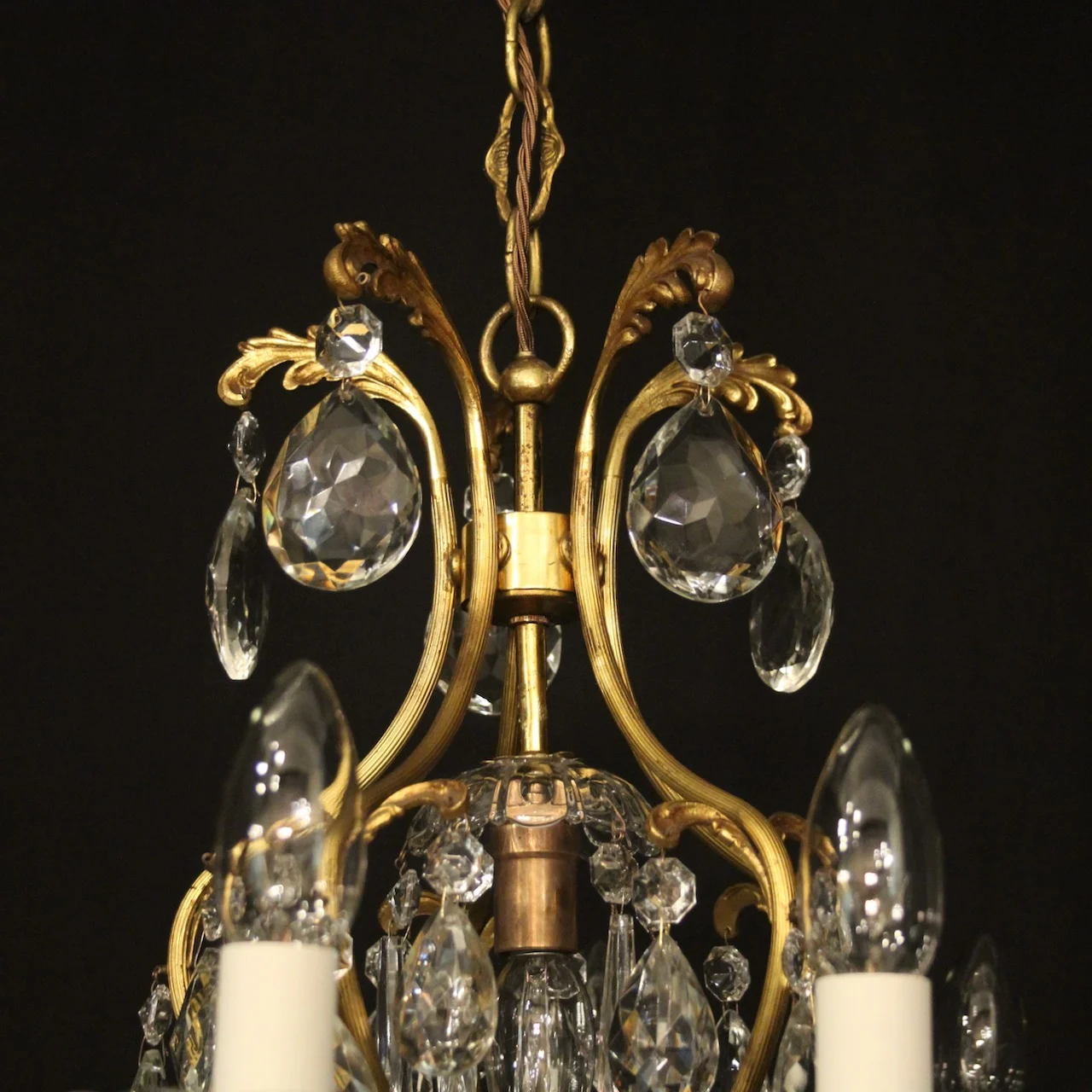 French Gilded 9 Light Antique Chandelier Antique Lighting 7 French Gilded 9 Light Antique Chandelier - Image 7
