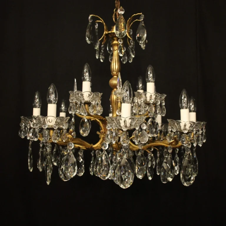 French Gilded 12 Light Antique Chandelier