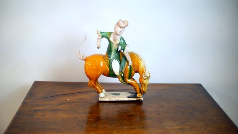 Chinese Tang-Style Sancai Glazed Polo Player on Horseback