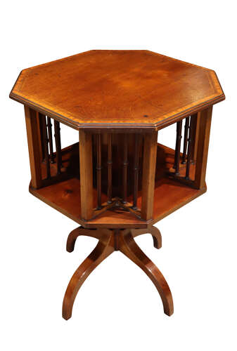 Edwardian Mahogany Octagonal Revolving Bookcase Circa 1900 - Image 2