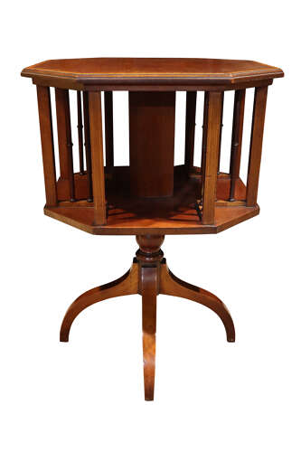 Edwardian Mahogany Octagonal Revolving Bookcase Circa 1900 - Image 3