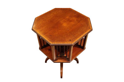 Edwardian Mahogany Octagonal Revolving Bookcase Circa 1900 - Image 4