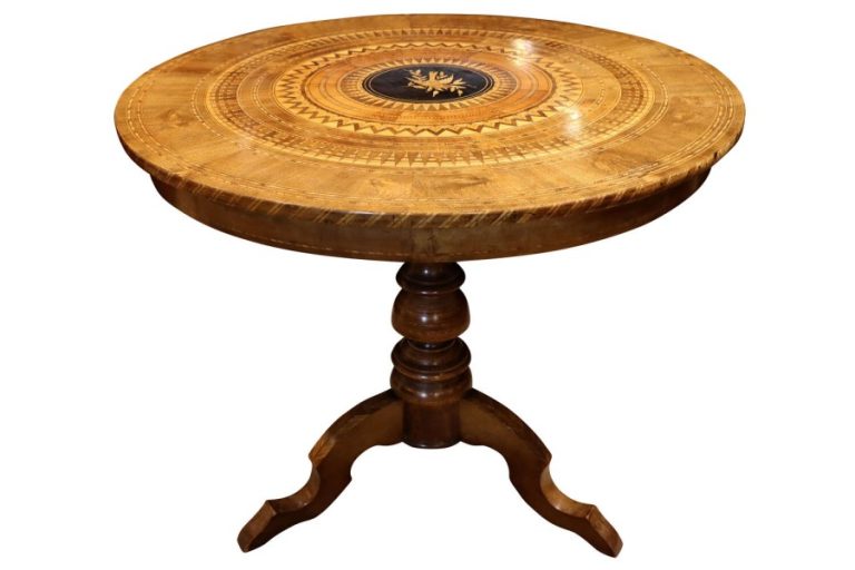 Fine Italian Sorrento Walnut Marquetry and Parquetry Occasional Table, Circa 1900