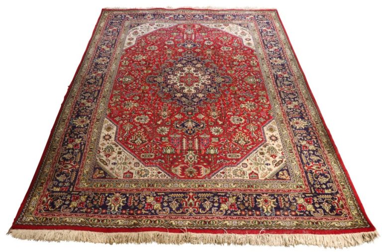 Hand-Knotted Afghan Wool Rug in the Persian Heriz Style