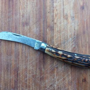 Very Rare Antique Victorian c19th J & H.R. Hounam Sheffield Antler Pruning Knife