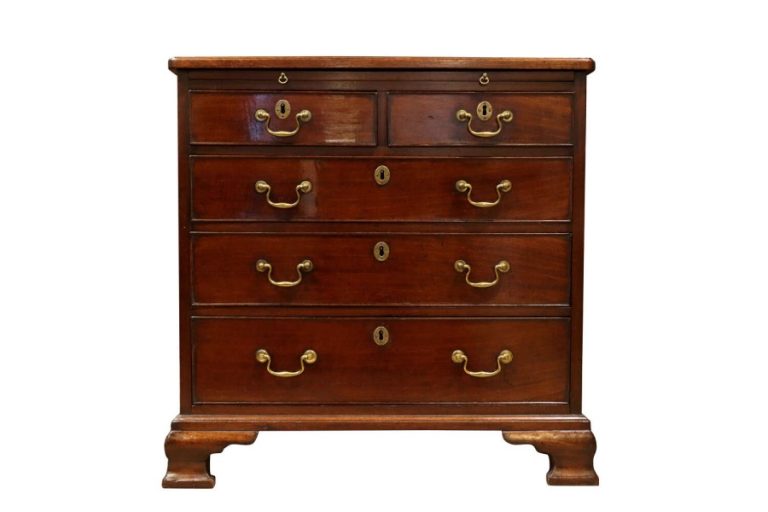 Small George III Mahogany Chest of Drawers with Brushing Slide, Circa 1775