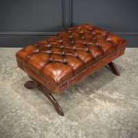 Hand Dyed Buttoned Leather Footstool