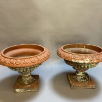 Pair Terracotta Campana Garden Urns