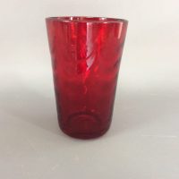 Whitefriars Ruby Red Waved Glass Vase