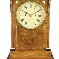 A Stunning Burr Walnut Scottish Bracket Clock With Bracket Circa 1830