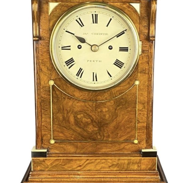 A Stunning Burr Walnut Scottish Bracket Clock With Bracket Circa 1830