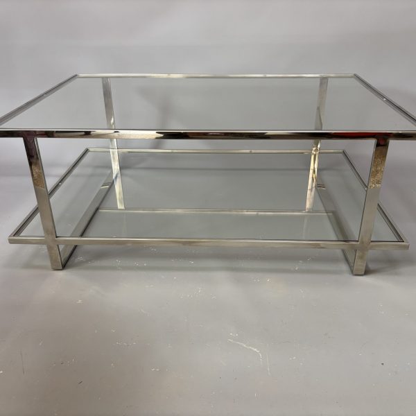 Mid Century Chrome &amp; Glass Coffee Table