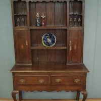 19th Century oak dresser of smaller proportions. With spice cupboards and mahogany inlay.