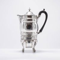 1799 Georgian Solid Silver Coffee Pot on Stand with Burner Antique Biggin