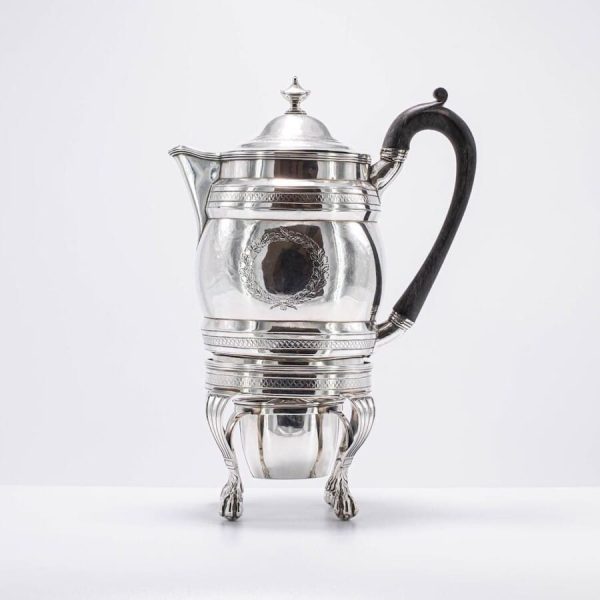 1799 Georgian Solid Silver Coffee Pot on Stand with Burner Antique Biggin