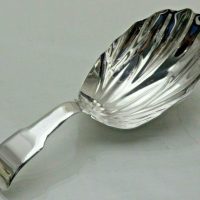 Georgian Sterling Solid Silver Tea Caddy Spoon 1813 Tea Leaf Design