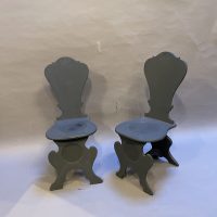Pair Painted Sgabello Hall Chairs