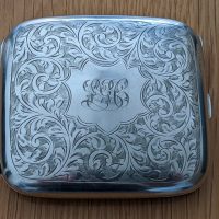 Silver cigarette case card case William hinds Birmingham 1924