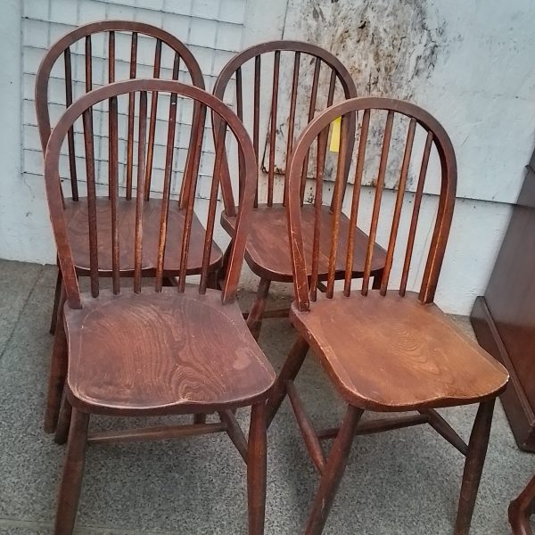 Antique Circa 1900 Set of 4 Country Kitchen Dining Chairs