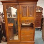 Antique Edwardian Mirror Door Wardrobe