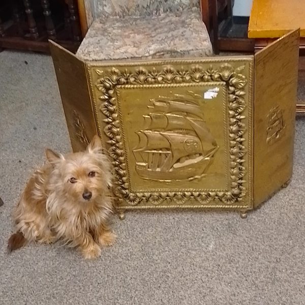 1930&#8217;s Brass Fire Screen