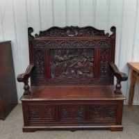 Good Edwardian Oak Bench Settle