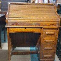 Small Edwardian Oak Roll Top Desk