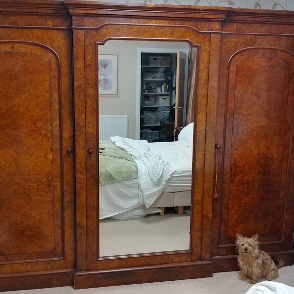 Large Antique Victorian Walnut Wardrobe Stamped Heals of London
