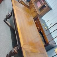 Large Antique Oak Draw Leaf Dining Table