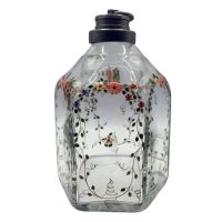 Hand-Painted Glass Flask with Floral Enamel Decoration, 18th Century