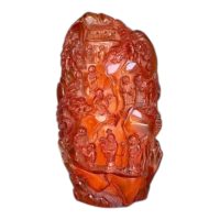 Antique Chinese Amber Carved Landscape with Buddha – Qing Dynasty