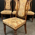 Set of 4 Antique Victorian Walnut Art Nouveau Dining Chairs Circa 1890