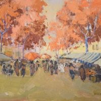 Autumn Market Scene &#8211; Oil on Canvas