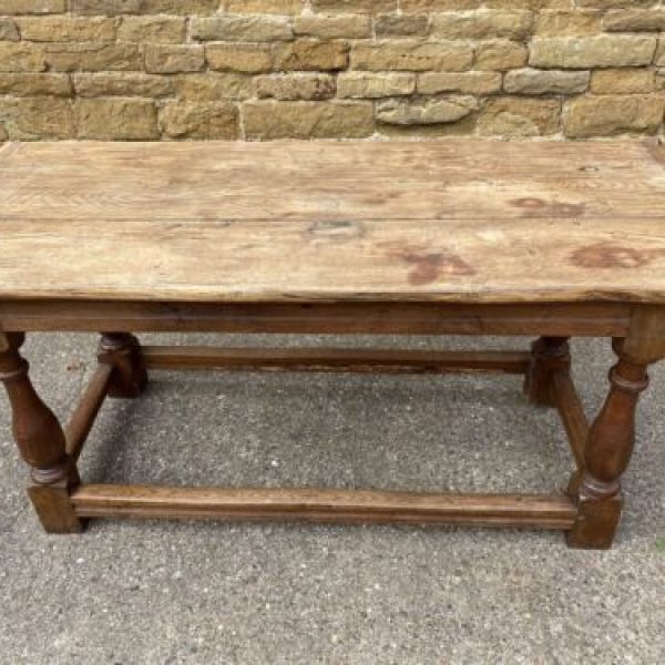 Antique Georgian Country Oak Refectory Dining Table, c1800
