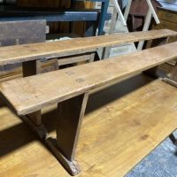Antique French Fruitwood Benches Country Seating, c 1860