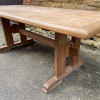 Antique French Arts &amp; Crafts Oak Refectory Dining Table Pegged, c 1870