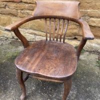 Antique Elm Captain&#8217;s Tub Chair, c 1890