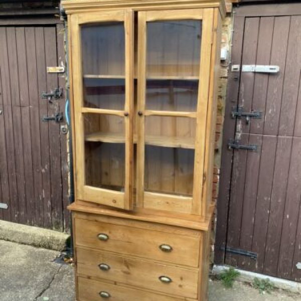 Antique French Pine Glazed Housekeeper’s Cupboard, c 1870