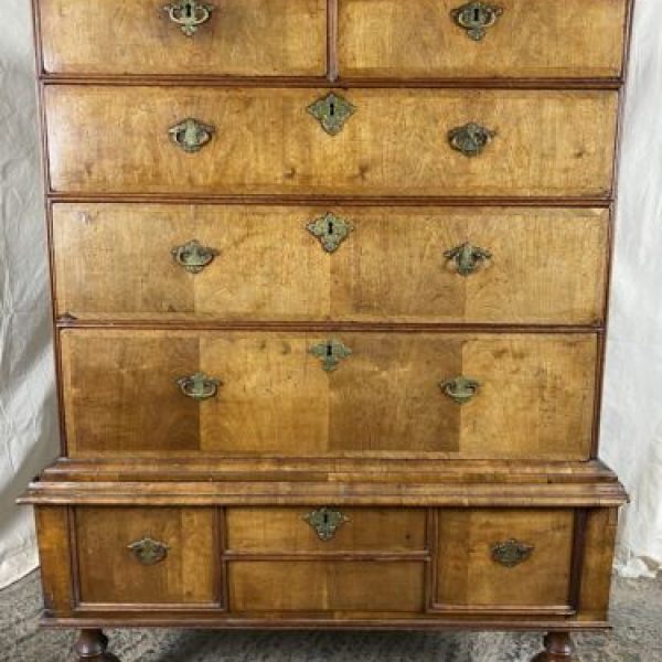 Antique George III Walnut Chest on Stand, c 1810