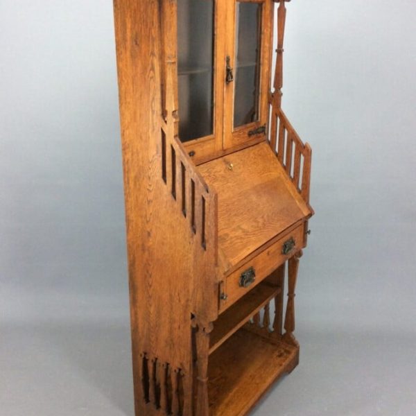 Arts & Crafts Oak Bureau Bookcase c1900
