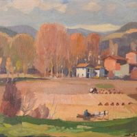 Autumnal Village and Meadow