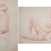 Barrera &#8211; Female Life Studies &#8211; Two Framed Drawings
