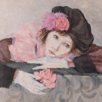 Portrait of a Lady with a Rose in the Style of Manet